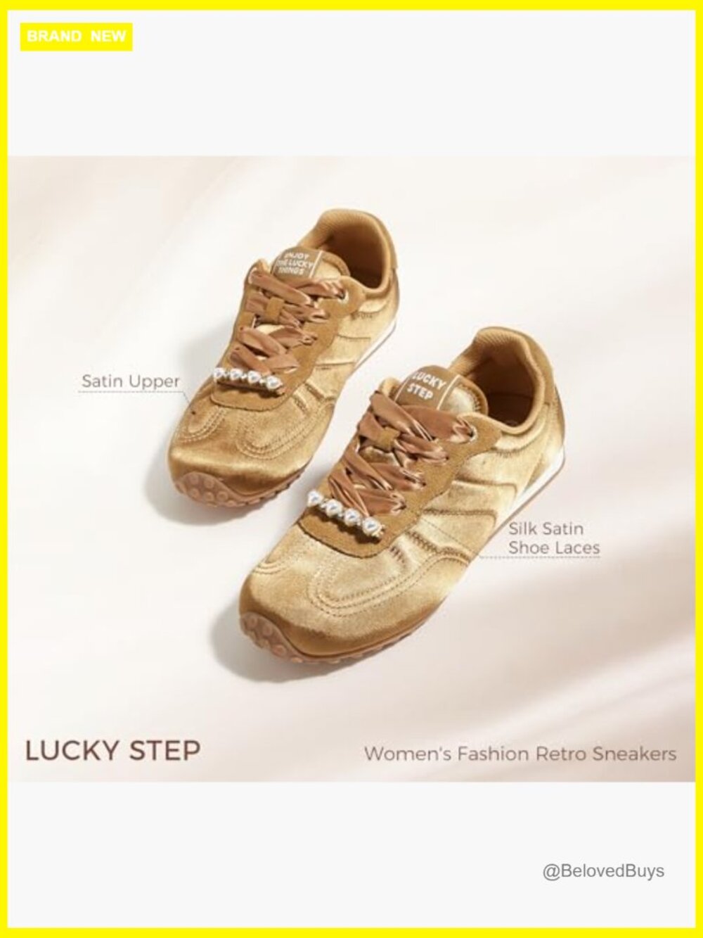 Non Slip Retro Fashion Sneakers with Satin Laces and Charms - Picture 4 of 6